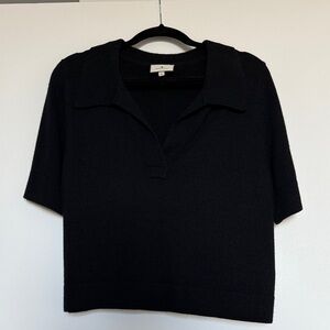 Tuckernuck Black Short Sleeve Polo Knit Top